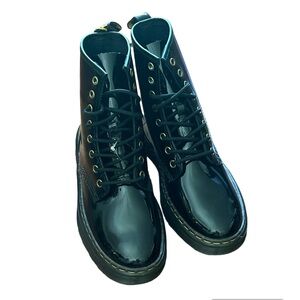 Dr. Martens Black Patent Leather Zavala Combat Boot NWOB Size:6